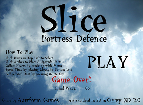 Slice Fortress Defense　トップ画面